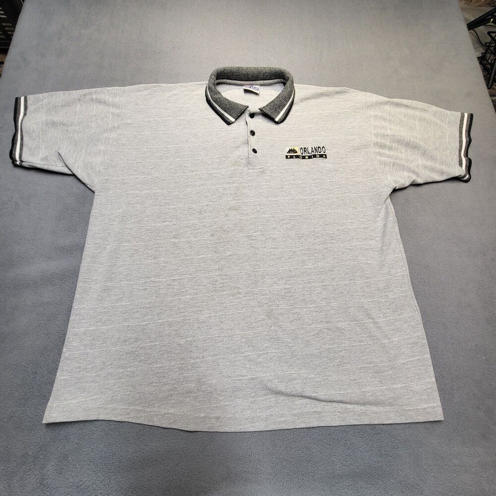 Vintage Orlando Florida Polo Shirt Mens XL Gray Short Sleeve